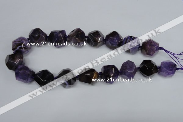 CAG5600 15 inches 24mm faceted nuggets agate gemstone beads