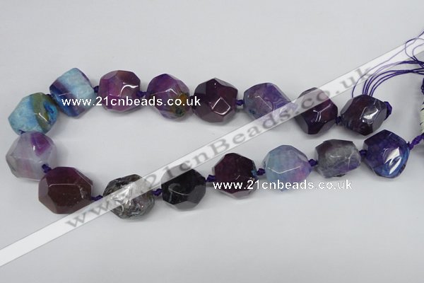 CAG5603 15 inches 22*25mm faceted nuggets agate gemstone beads