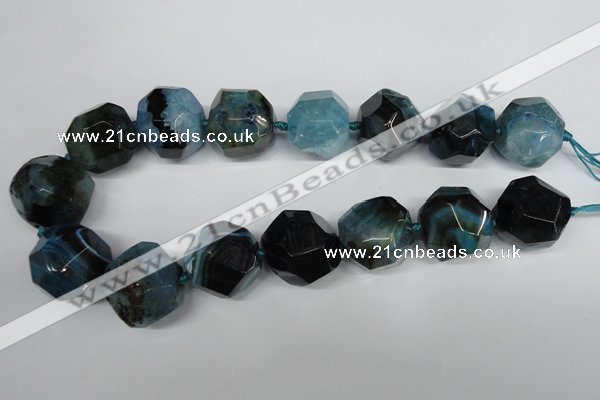 CAG5611 15 inches 25mm faceted nuggets agate gemstone beads