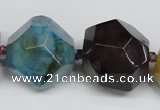 CAG5612 15 inches 25mm faceted nuggets agate gemstone beads