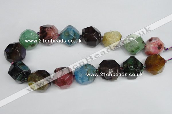 CAG5612 15 inches 25mm faceted nuggets agate gemstone beads