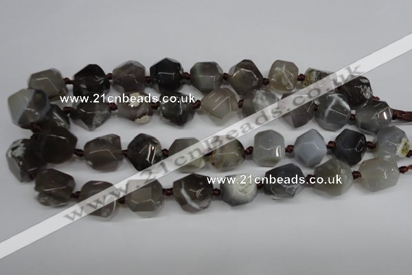 CAG5614 15 inches 18mm faceted nuggets agate gemstone beads
