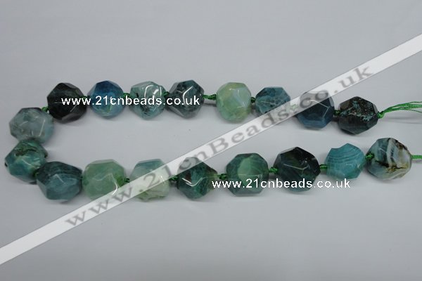 CAG5616 15 inches 20mm faceted nuggets agate gemstone beads