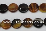 CAG5626 15 inches 12mm flat round dragon veins agate beads