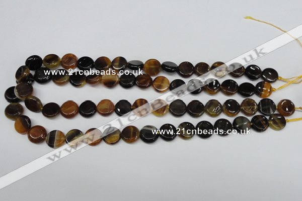 CAG5626 15 inches 12mm flat round dragon veins agate beads