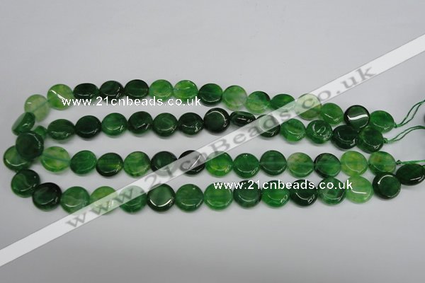 CAG5629 15 inches 12mm flat round dragon veins agate beads