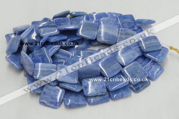 CAG563 16 inches 30*30mm square blue agate gemstone beads wholesale