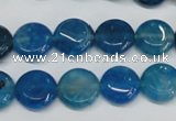 CAG5631 15 inches 12mm flat round dragon veins agate beads