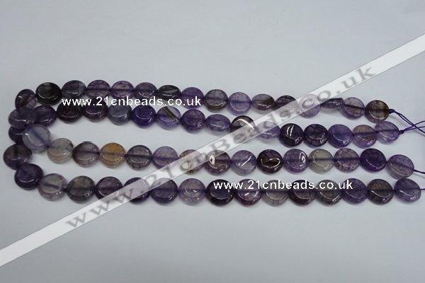 CAG5632 15 inches 12mm flat round dragon veins agate beads