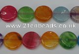 CAG5634 15 inches 12mm flat round dragon veins agate beads