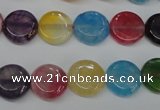 CAG5635 15 inches 12mm flat round dragon veins agate beads