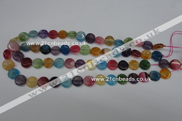 CAG5635 15 inches 12mm flat round dragon veins agate beads