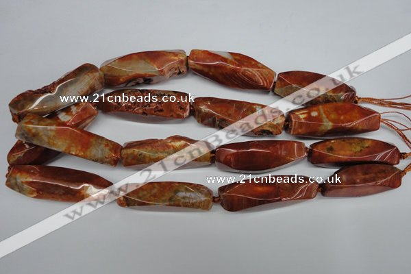 CAG5638 15 inches 15*45mm faceted nuggets agate gemstone beads