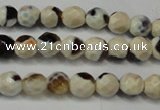 CAG5650 15 inches 4mm faceted round fire crackle agate beads