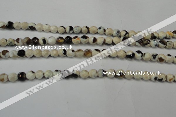 CAG5650 15 inches 4mm faceted round fire crackle agate beads