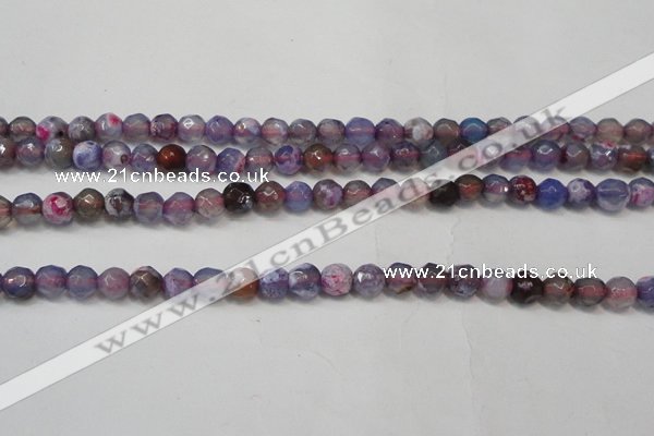 CAG5652 15 inches 4mm faceted round fire crackle agate beads