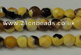 CAG5653 15 inches 4mm faceted round fire crackle agate beads