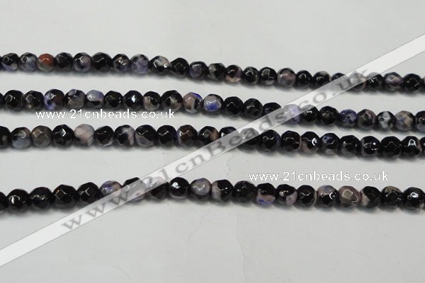 CAG5655 15 inches 4mm faceted round fire crackle agate beads