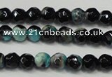 CAG5657 15 inches 4mm faceted round fire crackle agate beads