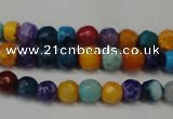 CAG5660 15 inches 4mm faceted round fire crackle agate beads