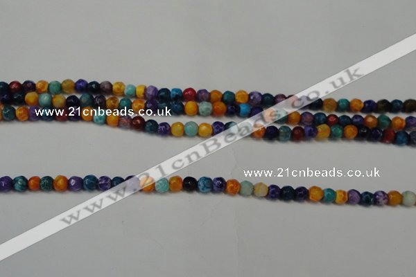 CAG5660 15 inches 4mm faceted round fire crackle agate beads