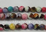 CAG5661 15 inches 4mm faceted round fire crackle agate beads