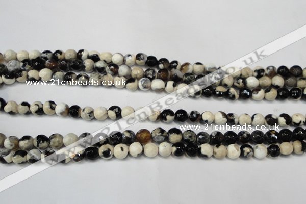 CAG5665 15 inches 6mm faceted round fire crackle agate beads