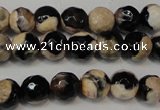 CAG5666 15 inches 6mm faceted round fire crackle agate beads