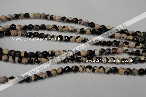 CAG5666 15 inches 6mm faceted round fire crackle agate beads