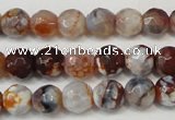 CAG5667 15 inches 6mm faceted round fire crackle agate beads