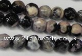 CAG5668 15 inches 6mm faceted round fire crackle agate beads