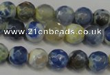 CAG5669 15 inches 6mm faceted round fire crackle agate beads