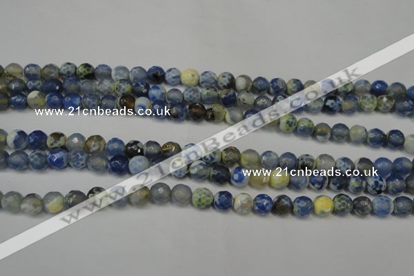 CAG5669 15 inches 6mm faceted round fire crackle agate beads