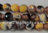 CAG5671 15 inches 6mm faceted round fire crackle agate beads