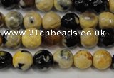 CAG5672 15 inches 6mm faceted round fire crackle agate beads