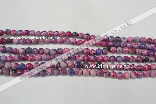 CAG5674 15 inches 6mm faceted round fire crackle agate beads