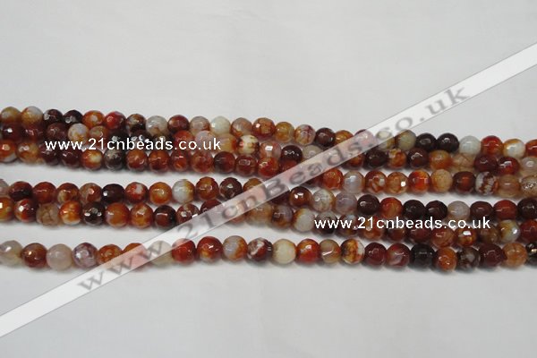 CAG5675 15 inches 6mm faceted round fire crackle agate beads