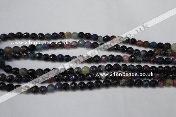 CAG5677 15 inches 6mm faceted round fire crackle agate beads