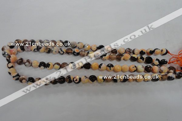 CAG5682 15 inches 8mm faceted round fire crackle agate beads