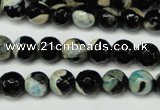 CAG5684 15 inches 8mm faceted round fire crackle agate beads