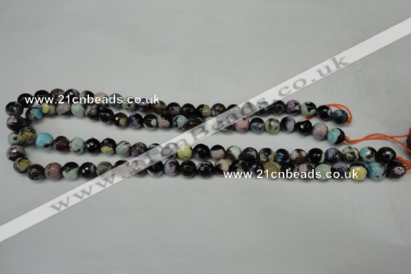 CAG5689 15 inches 8mm faceted round fire crackle agate beads