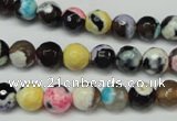 CAG5690 15 inches 8mm faceted round fire crackle agate beads