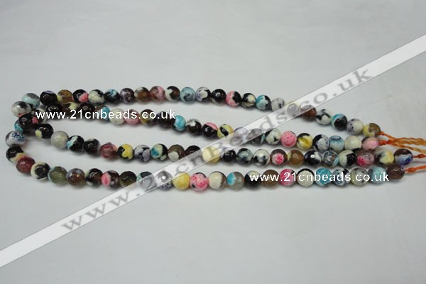 CAG5690 15 inches 8mm faceted round fire crackle agate beads