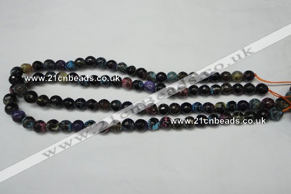 CAG5694 15 inches 8mm faceted round fire crackle agate beads