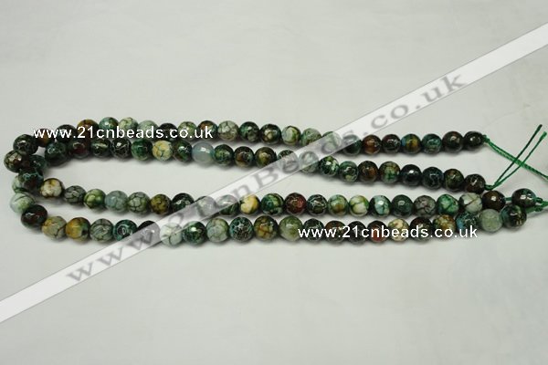 CAG5696 15 inches 8mm faceted round fire crackle agate beads