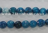 CAG5697 15 inches 8mm faceted round fire crackle agate beads