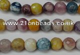 CAG5700 15 inches 8mm faceted round fire crackle agate beads