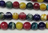 CAG5701 15 inches 8mm faceted round fire crackle agate beads