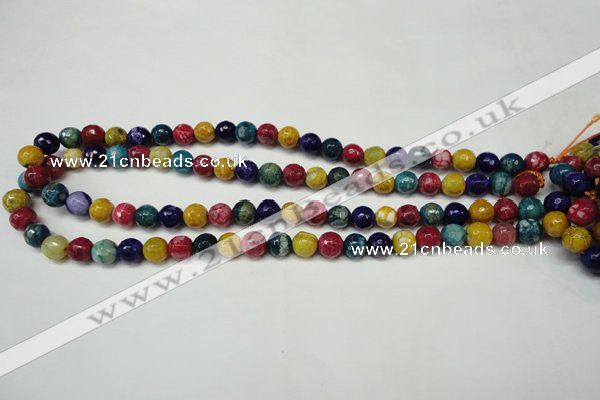 CAG5701 15 inches 8mm faceted round fire crackle agate beads