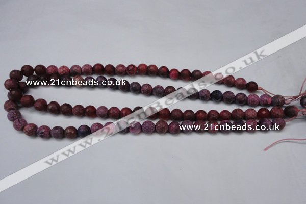 CAG5704 15 inches 8mm faceted round fire crackle agate beads